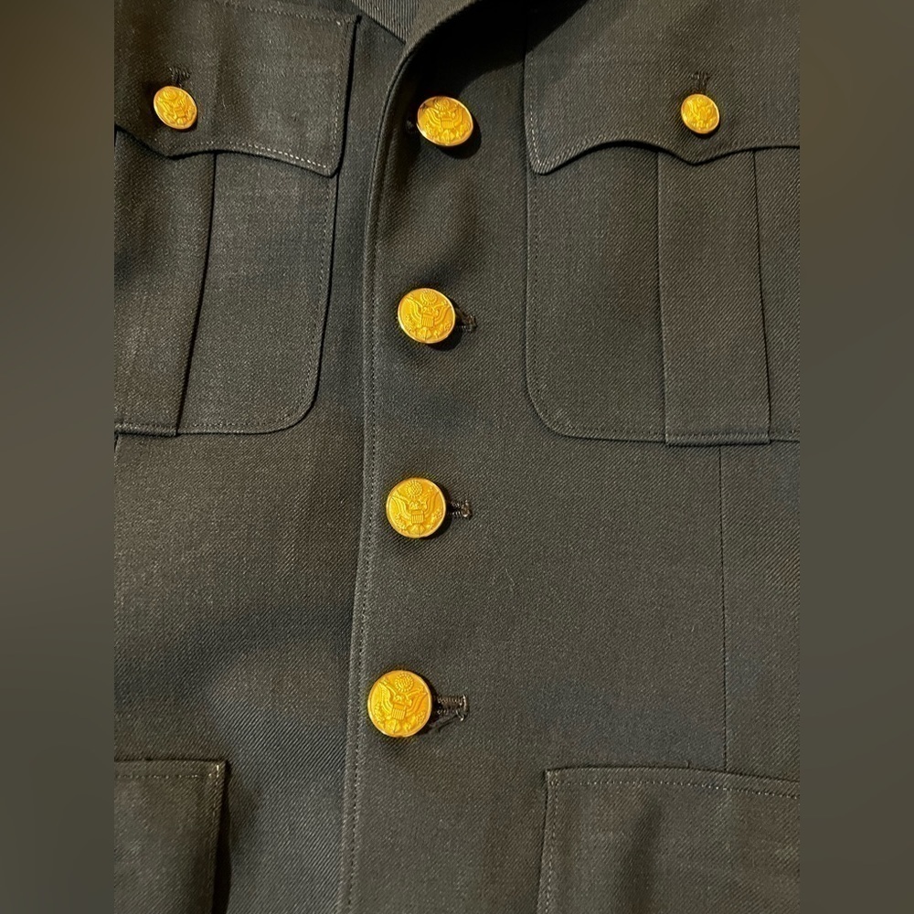 Men’s military jacket XL 38L long coat embroidered patched army green outerwear - Picture 6 of 15